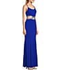 Color:New Cobalt - Image 3 - Spaghetti Strap Scoop Neck Beaded Cut-Out Waist Side Slit Long Dress