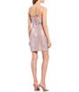 Color:Mauve/Silver - Image 2 - Spaghetti Strap Scoop-Neck Shiny Shimmer Glitter Faux-Wrap Dress