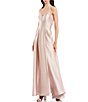 Color:Dusty Rose - Image 3 - Spaghetti Strap Inset Deep V-Neck Bra Back Satin Ball Gown