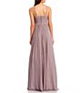 Color:Orchid/Silver - Image 3 - Spaghetti Strap V-Neck Dew Drop Mesh Ball Gown