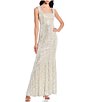 Color:Ivory/Silver - Image 1 - Square Neck Sequin Gown