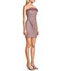 Color:Mauve/Rose - Image 3 - Strapless Glitter Feather Trim Shirred Side Mini Dress