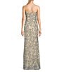 Color:Beige/Silver - Image 2 - Strapless Pattern Sequin Front Slit Long Dress