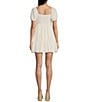 Color:Ivory - Image 2 - Sweetheart Short Sleeve Front Knot Tie Babydoll Dress