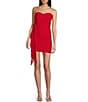 Color:Bright Red - Image 1 - Sweetheart Sleeveless Strapless Caterpillar Dress