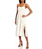 Color:Off White - Image 1 - Tie Strap Emma Burnout Jacquard Tiered Hem Midi Dress