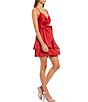 Color:Red - Image 3 - Tie Waist Double Hem Slip Dress
