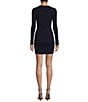 Color:Navy - Image 2 - V-Neck Long Sleeves Fitted Knit Dress