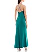 Color:Green Tea - Image 3 - Y Embellished Neckline Strappy Back Slit Hem Scuba Crepe Long Dress