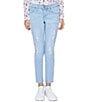 Color:Light Blue Rips - Image 1 - Big Girls 7-12 Mid-Rise Skinny Jeans