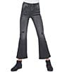 Color:Black Rips - Image 1 - Big Girls 7-14 Bell Bottom Essential Clean Hem Jeans