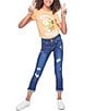 YMI Jeanswear Big Girls 7-14 WannaBettaFit Double-Cuffed Skinny Jeans, Color:Midnight Sky Blue Rips - Image 4