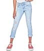 YMI Jeanswear Big Girls 7-14 WannaBettaFit Double-Cuffed Skinny Jeans, Color:Light Blue Rips - Image 1