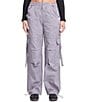 Color:Baby Grey - Image 1 - High Rise Drawstring Hem Relaxed Cargo Pants