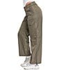 Color:Olive - Image 3 - High Rise Nylon Bungee Hem Straight Cargo Pants