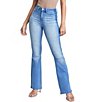 Color:Blue - Image 1 - High Rise Shadow Side Panel Flare Jeans