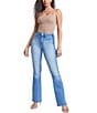 Color:Blue - Image 4 - High Rise Shadow Side Panel Flare Jeans
