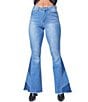 Color:Midnight Sky Blue - Image 1 - High Rise Side Panel Detail Flare Jeans