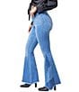 Color:Midnight Sky Blue - Image 3 - High Rise Side Panel Detail Flare Jeans