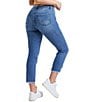 Color:Indigo Blue Rips - Image 2 - High Rise Slim Straight Leg Raw Ankle Jeans