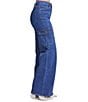 Color:Navy - Image 3 - High Rise Wide Leg Cargo Jeans