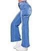 Color:Medium Blue - Image 3 - High Rise Wide Leg Cargo Jeans
