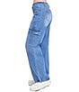 Color:Medium Blue - Image 3 - Low Rise Bungee Hem Straight Cargo Jeans