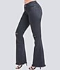 Color:Black - Image 5 - Low Rise Frayed Hem Distressed Flare Jeans