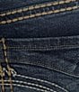 Color:Medium Dark Blue - Image 4 - Mid Rise Frayed Hem Embroidered Shorts