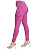 Color:Berry Rose - Image 3 - Mid Rise Hyperstretch Skinny Cargo Jeans