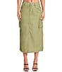 YMI Jeanswear Mid Rise Midi Cargo Skirt, Color:Moss - Image 1