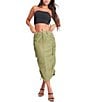 YMI Jeanswear Mid Rise Midi Cargo Skirt, Color:Moss - Image 4