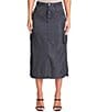 YMI Jeanswear Mid Rise Midi Cargo Skirt, Color:Black - Image 1