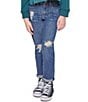 Color:Deep Sky Blue Rips - Image 1 - Taylor High-Rise Relaxed Fit Cuffed Jeans