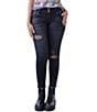Color:Black - Image 1 - Ymi Jeanswear Wbb Repreve High Rise Fray Panel Flare Jeans