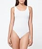 Color:White - Image 1 - Seamlessly Shaped Ruby Scoop Neck Bodysuit