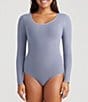 Color:Folkstone Gray - Image 1 - Long Sleeve Brief Back Shaping Bodysuit