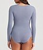 Color:Folkstone Gray - Image 2 - Long Sleeve Brief Back Shaping Bodysuit