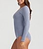 Color:Folkstone Gray - Image 3 - Long Sleeve Brief Back Shaping Bodysuit