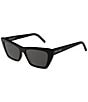 Color:Black - Image 1 - Cat Eye Thick Rim Sunglasses