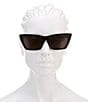 Color:Black - Image 2 - Cat Eye Thick Rim Sunglasses