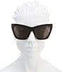 Color:Black - Image 2 - Oversize Thick Rim Cat Eye Sunglasses