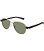 Yves Saint Laurent Men's Combi Corner Angle 54mm Aviator Sunglasses, Color:Shiny Light Gold/Green - Image 1