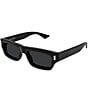 Yves Saint Laurent Men's Corner Angle 53 Rectangle Sunglasses, Color:Shiny Solid Black/Black - Image 1