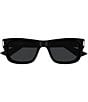 Yves Saint Laurent Men's Rivet Corner Angle 53mm Rectangle Sunglasses, Color:Shiny Solid Black - Image 2