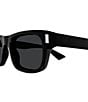 Yves Saint Laurent Men's Rivet Corner Angle 53mm Rectangle Sunglasses, Color:Shiny Solid Black - Image 3