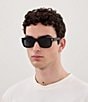 Yves Saint Laurent Men's Rivet Corner Angle 53mm Rectangle Sunglasses, Color:Shiny Solid Black - Image 4