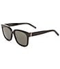 Yves Saint Laurent Square Logo Acetate Sunglasses, Color:Black - Image 1