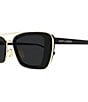 Yves Saint Laurent Women's 90's Combi 50mm Rectangle Sunglasses, Color:Shiny Solid Black/Gold - Image 3