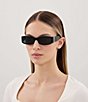 Yves Saint Laurent Women's Monogram Hinge L 55mm Rectangle Sunglasses, Color:Shiny Solid Black/Black - Image 4